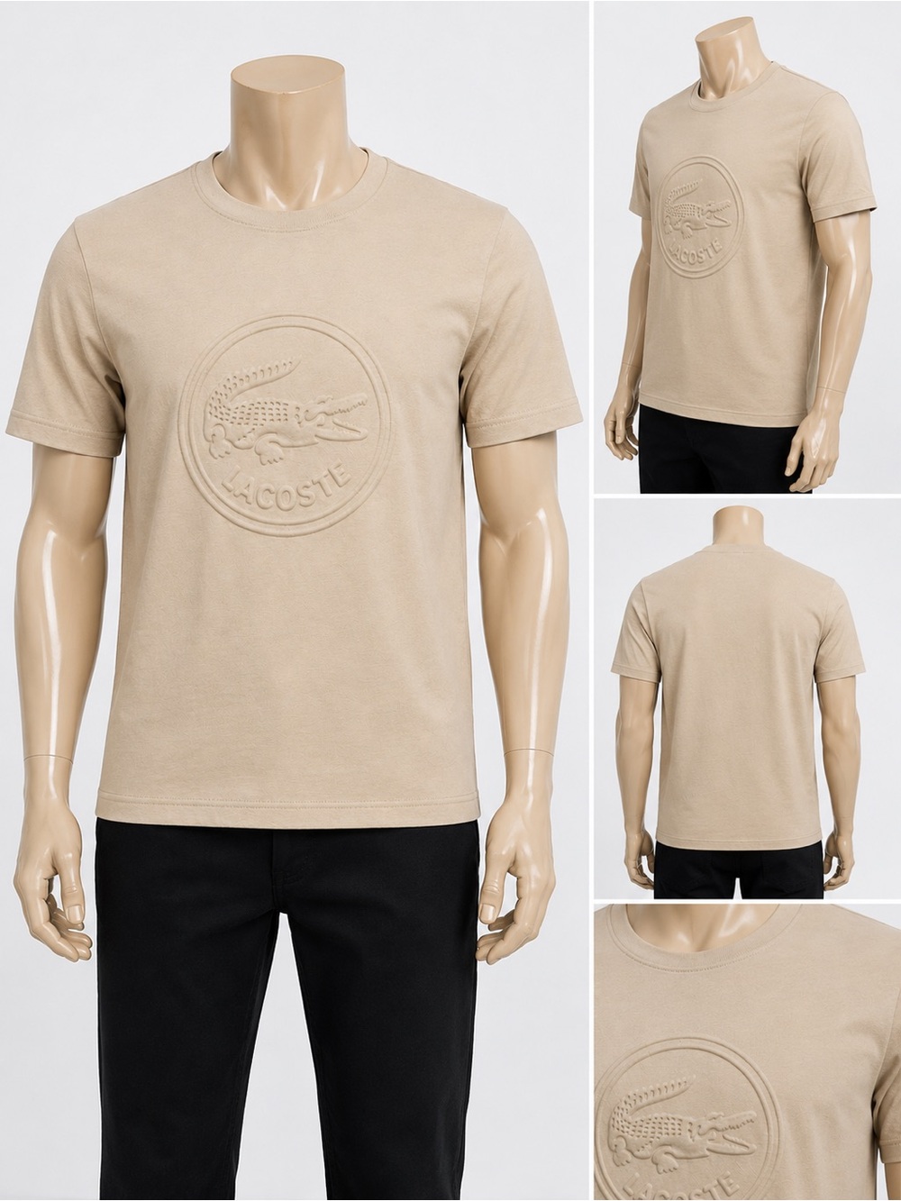 Lacoste Men's Embroidered Logo Tee Tan Like New